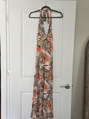 Forever 21 Multicolor Tropical Halter Maxi Dress